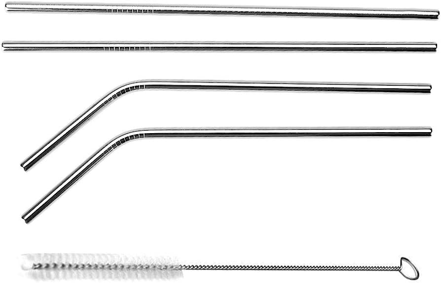 Adore 4pcs Stainless Steel Straw & 1pc Brush - Adore & Décor