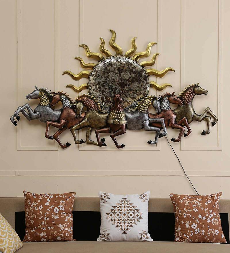 Adore 7 Horse Metal Wall Art lucky vastu running horses - Adore & Décor
