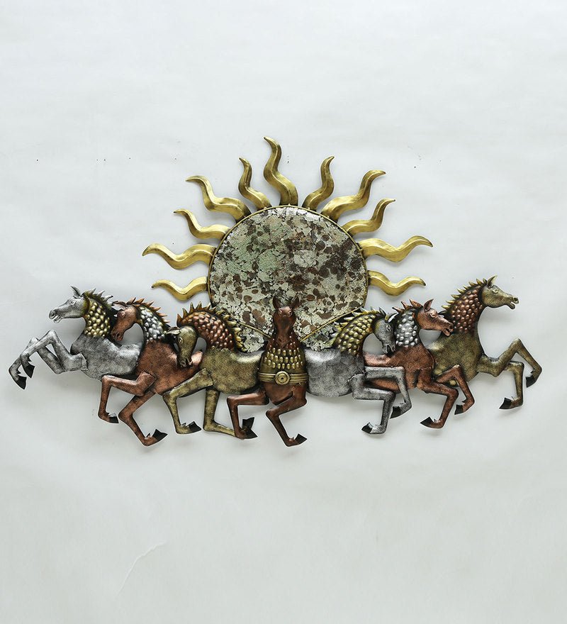 Adore 7 Horse Metal Wall Art lucky vastu running horses - Adore & Décor
