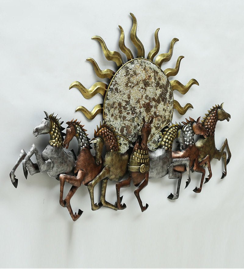 Adore 7 Horse Metal Wall Art lucky vastu running horses - Adore & Décor