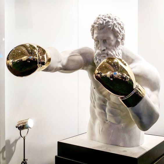 Adore Athens Chrome Gloves Golden fight decor - Adore & Décor