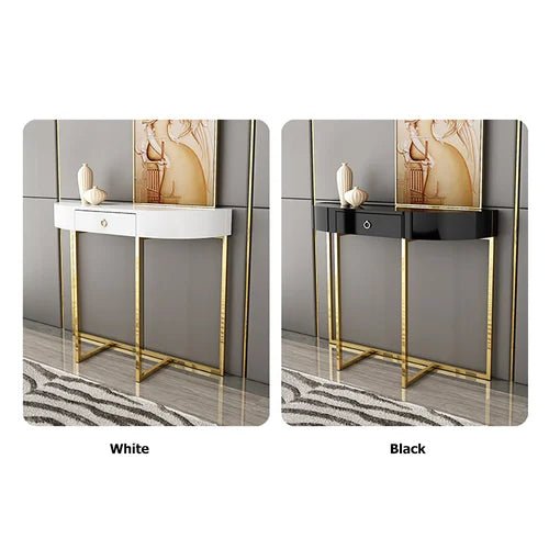 Adore Black Demilune Console Table with Storage - Adore & Décor