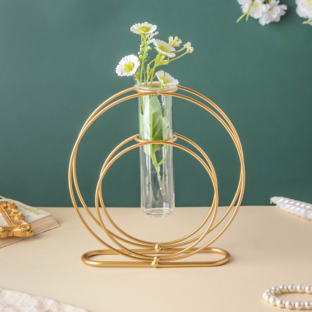 Adore Double rings stand with test tube flower vase Adore and decor