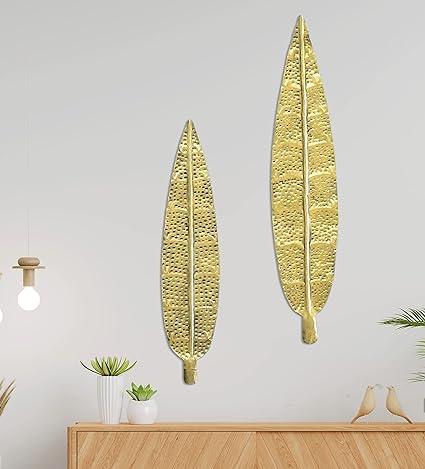 Adore Gold sleek leaf wall art - Adore & Décor
