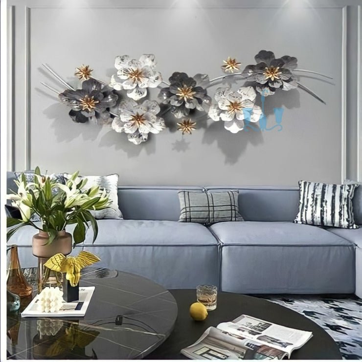 Adore Grey and white flowers wall hanging - Adore & Décor