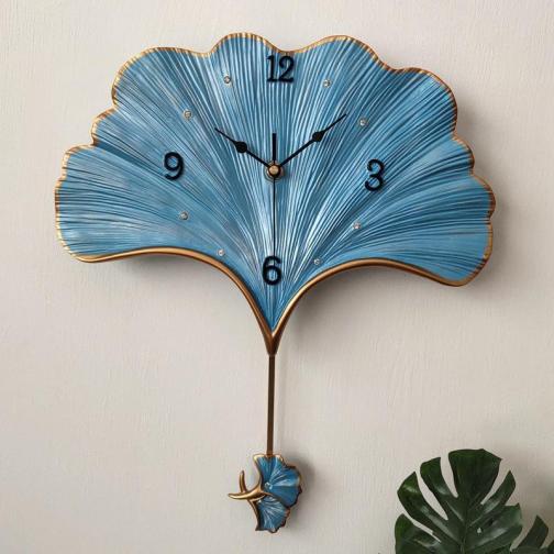 Adore Ivory Gingko metal wall clock - Adore & Décor