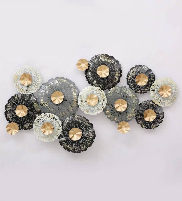 Adore Metal Brass wall hangings (black gold leaves) - Adore & Décor