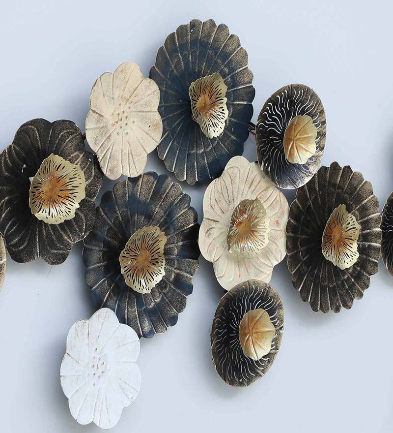 Adore Metal Brass wall hangings (black gold leaves) - Adore & Décor