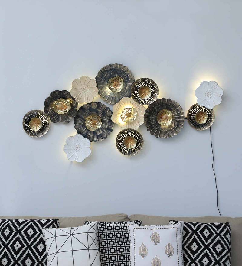 Adore Metal Brass wall hangings (black gold leaves) - Adore & Décor