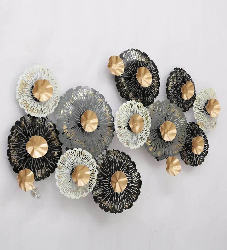 Adore Metal Brass wall hangings (black gold leaves) - Adore & Décor