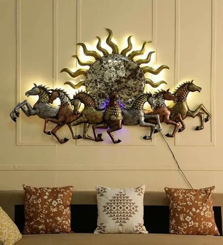 Adore 7 Horse Metal Wall Art lucky vastu running horses - Adore & Décor