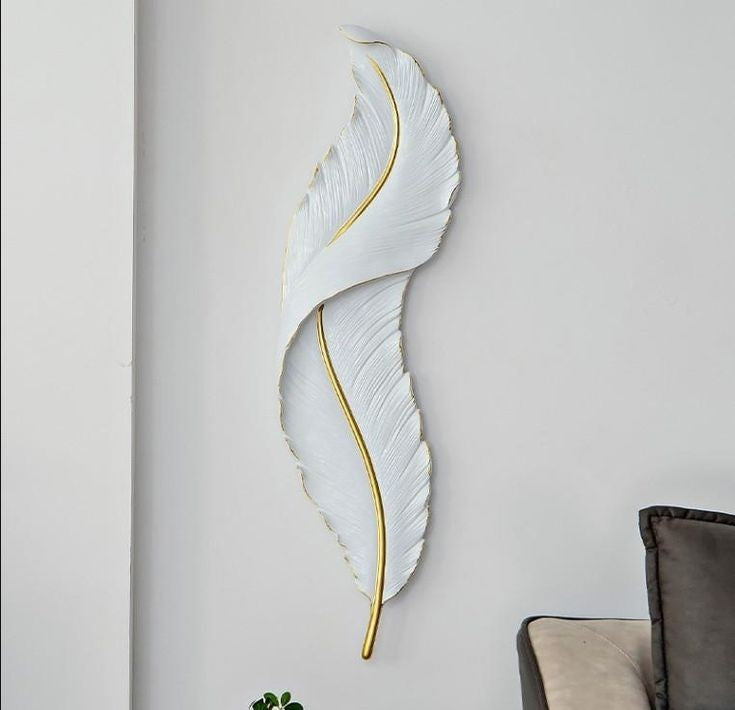 Adore white holy feather wall art with lights