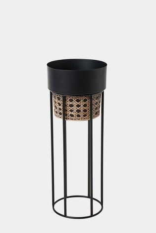 Adore French Connection Rattan Tall Geo Cane Planter - Black Set