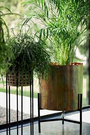 Adore French Connection Rattan Tall Geo Cane Planter - Black Set