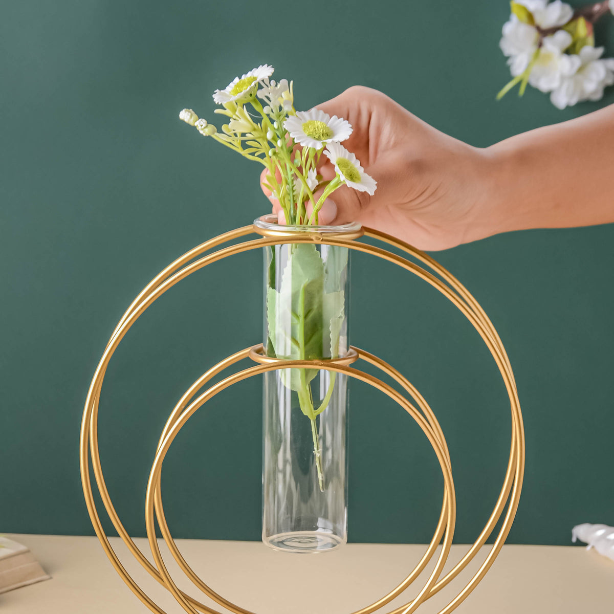 Adore Double rings stand with test tube flower vase