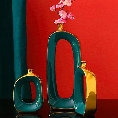 Adore Emerald gold vase set of 3