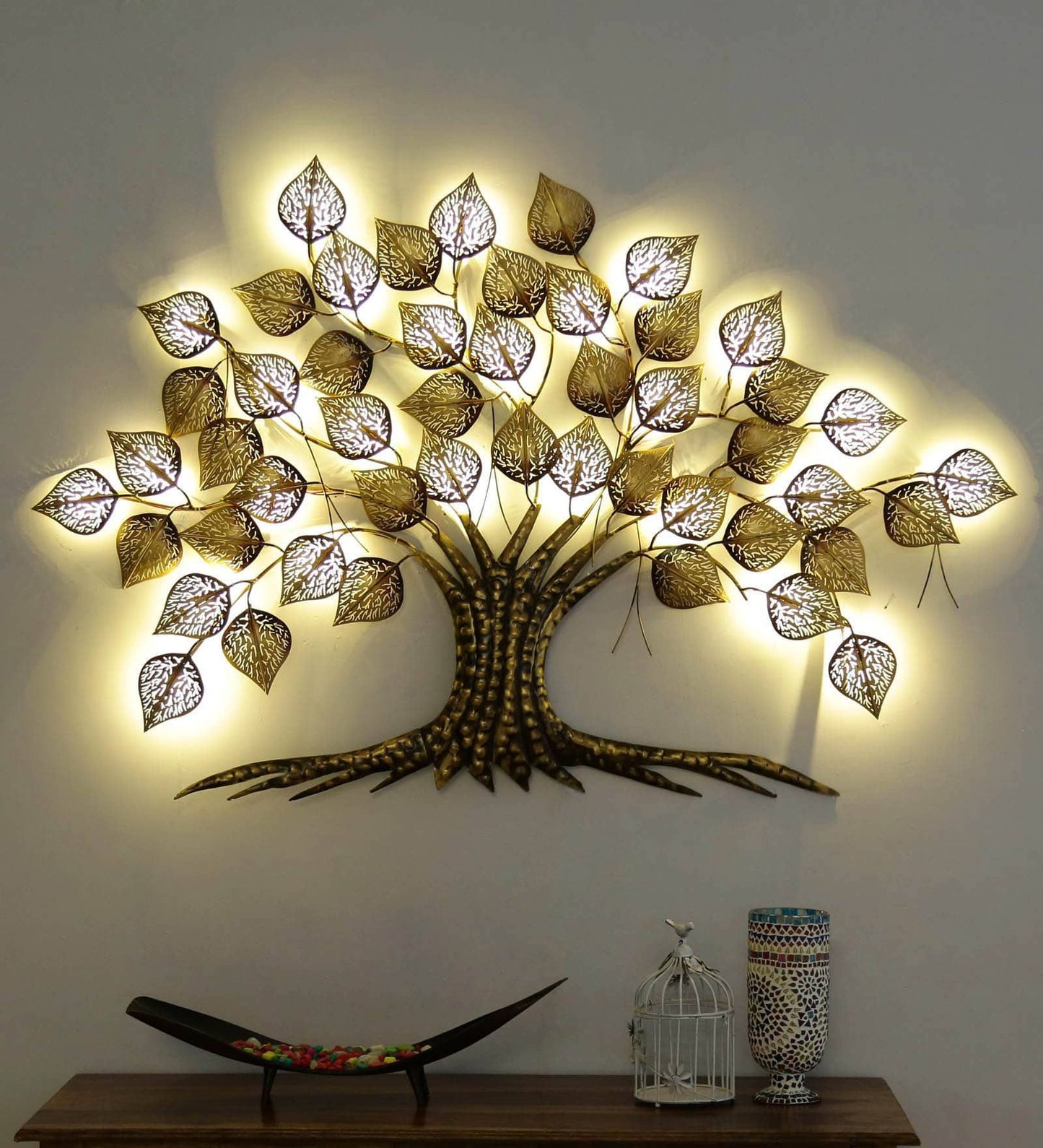 Adore Big Metal Tree With Led Light Wall Hanging Décor