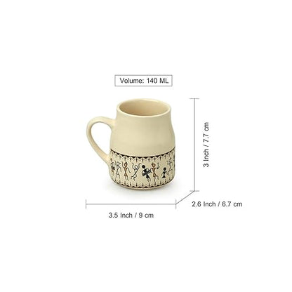 Adore Warli Handcrafted Ceramic Tea Cups [Set of 6]