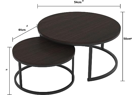 Adore DARK DREAMS Nesting Table [ set of 2][Engineered Wood, Wrought Iron]