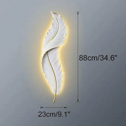 Adore white holy feather wall art with lights