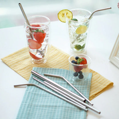 Adore 4pcs Stainless Steel Straw & 1pc Brush