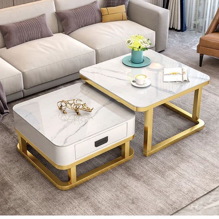 Adore Center Table with Storage Drawer and PVD Metal Frame