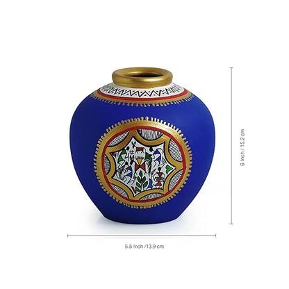 Adore Madhubani & Warli Handpainted Terracotta Flower Vase Flower Vases [set of 2]