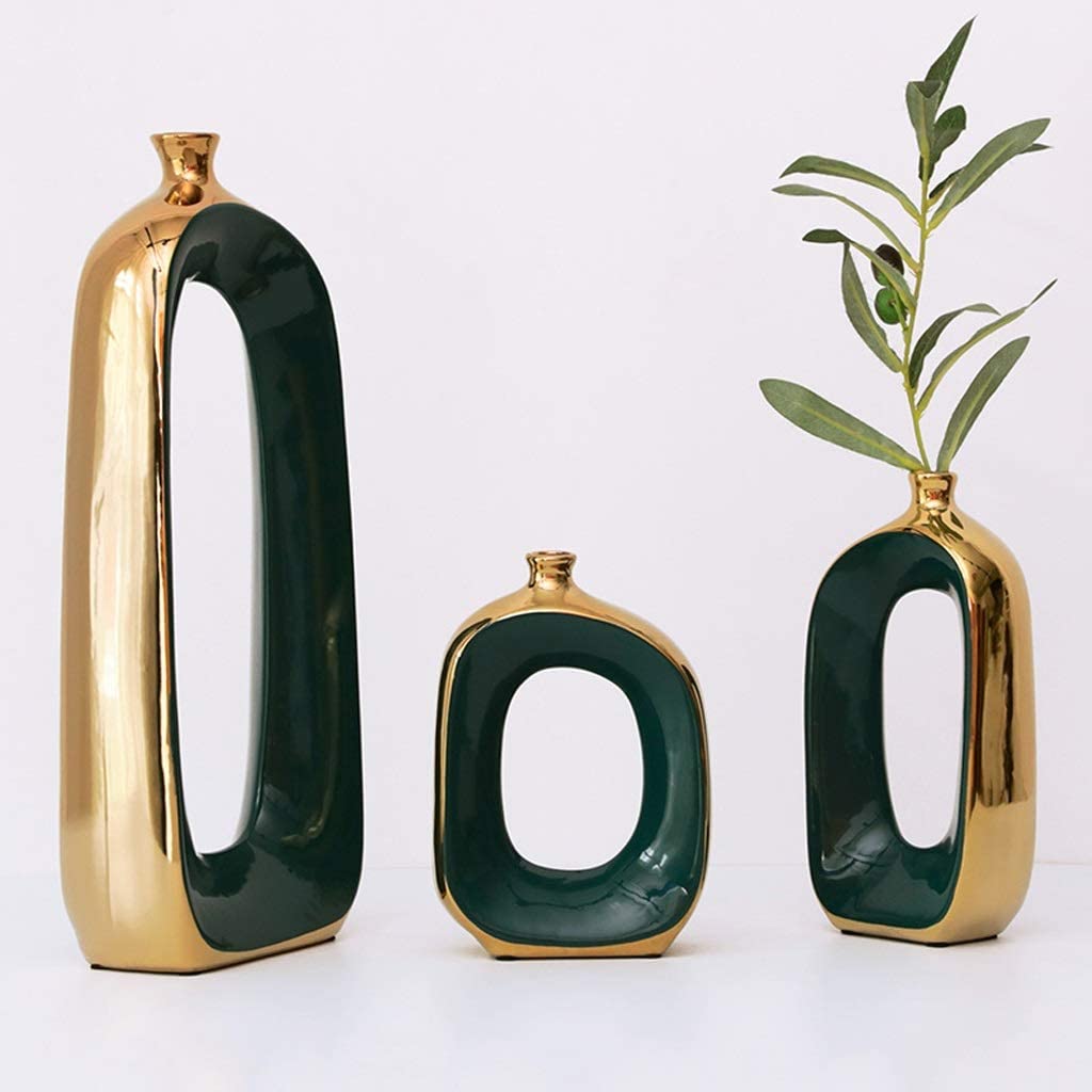 Adore Emerald gold vase set of 3