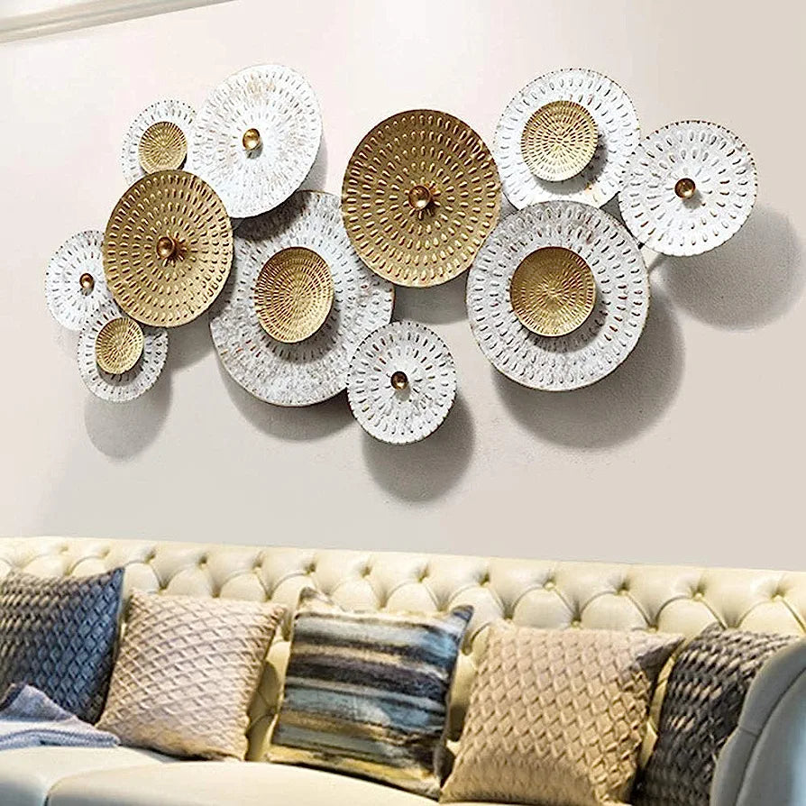 White and gold metal wall hanging