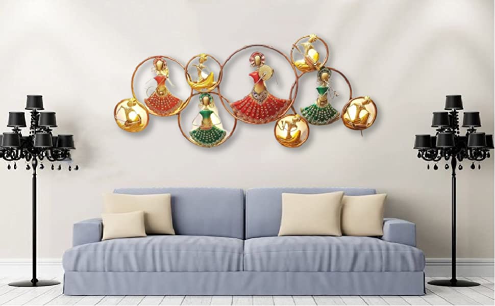 Adore Hand Crafted Metal Doll Musicians Circle Wall Art
