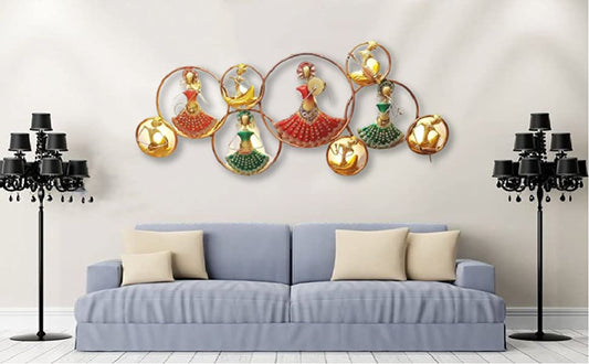 Adore Hand Crafted Metal Doll Musicians Circle Wall Art