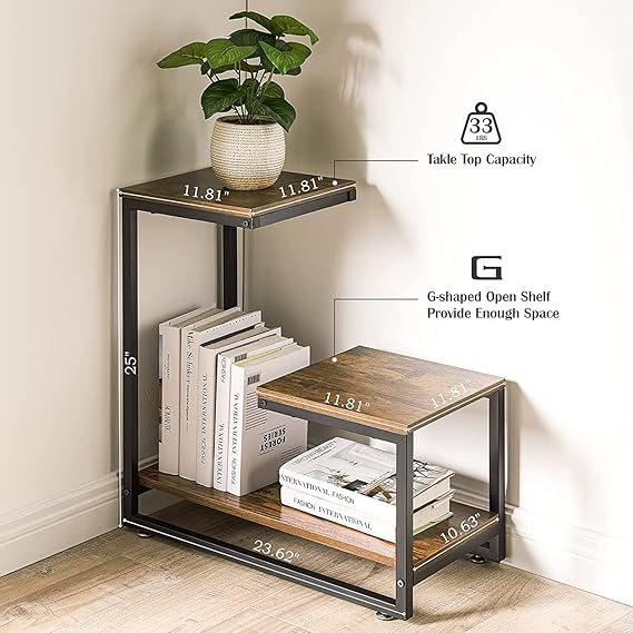 Adore G Shaped Narrow Slim Night Table