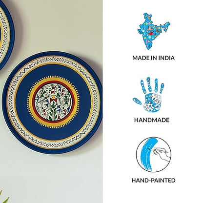 Adore Handpainted Terracotta Decorative Plates Hanging Wall Art