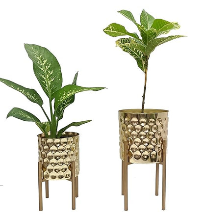 Adore French Hammered metal planters [set  of 2]