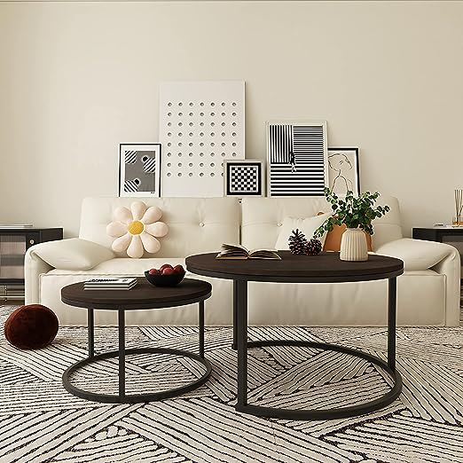 Adore DARK DREAMS Nesting Table [ set of 2][Engineered Wood, Wrought Iron]