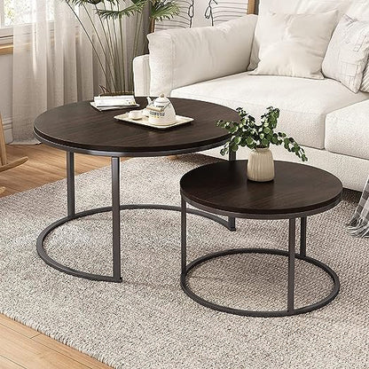 Adore DARK DREAMS Nesting Table [ set of 2][Engineered Wood, Wrought Iron]