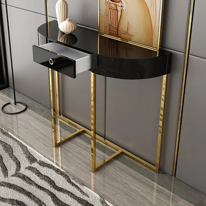 Adore Black Demilune Console Table with Storage