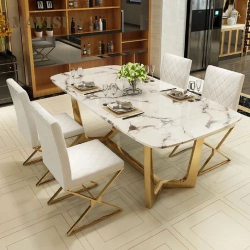 Adore Crystal creme Dining Table Set with four Chairs set