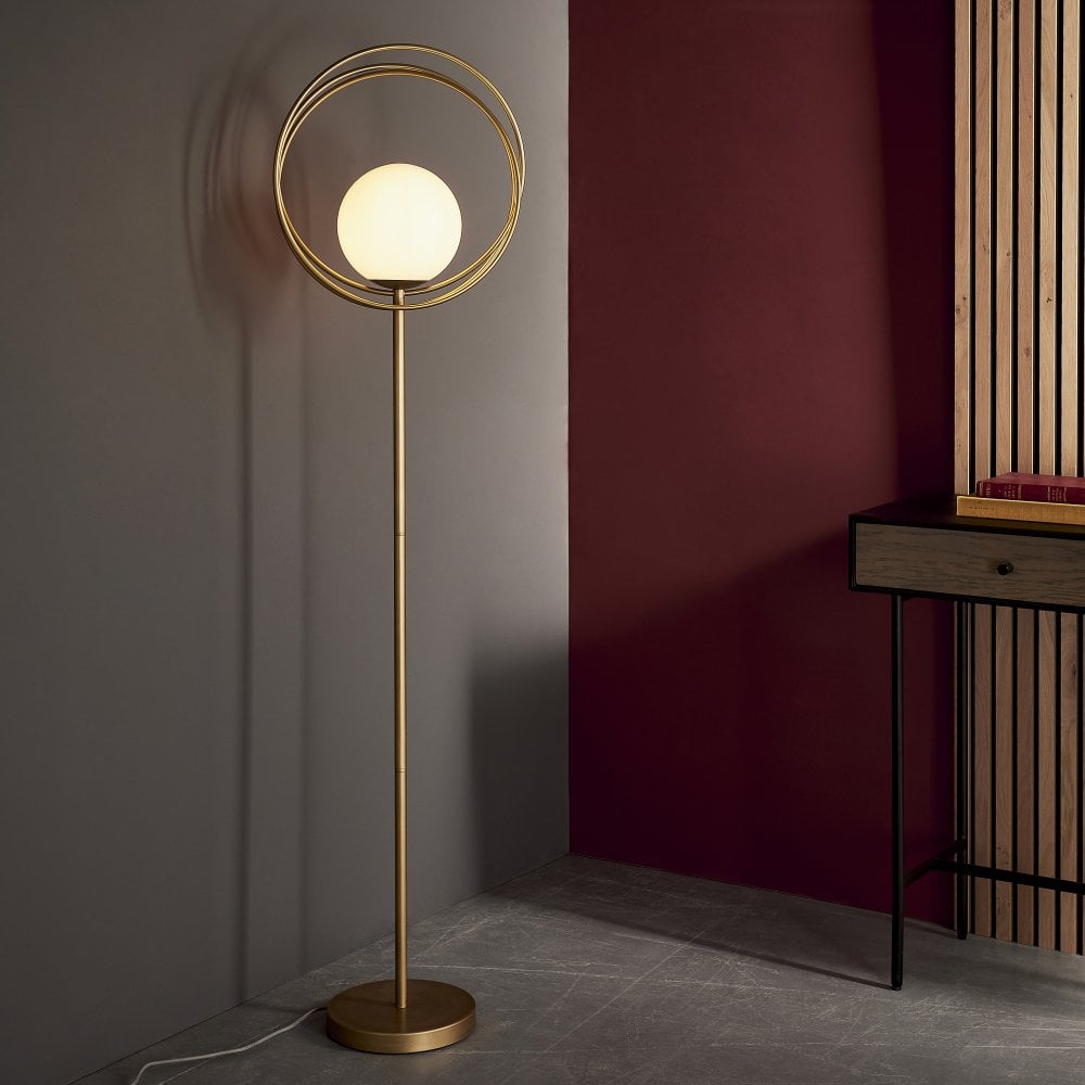 Adore triple ring moon lamp frost globe floor lamp 5ft.