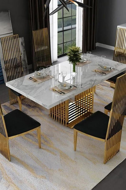 Adore Black Hansika Dining Table Set with Six Chairs