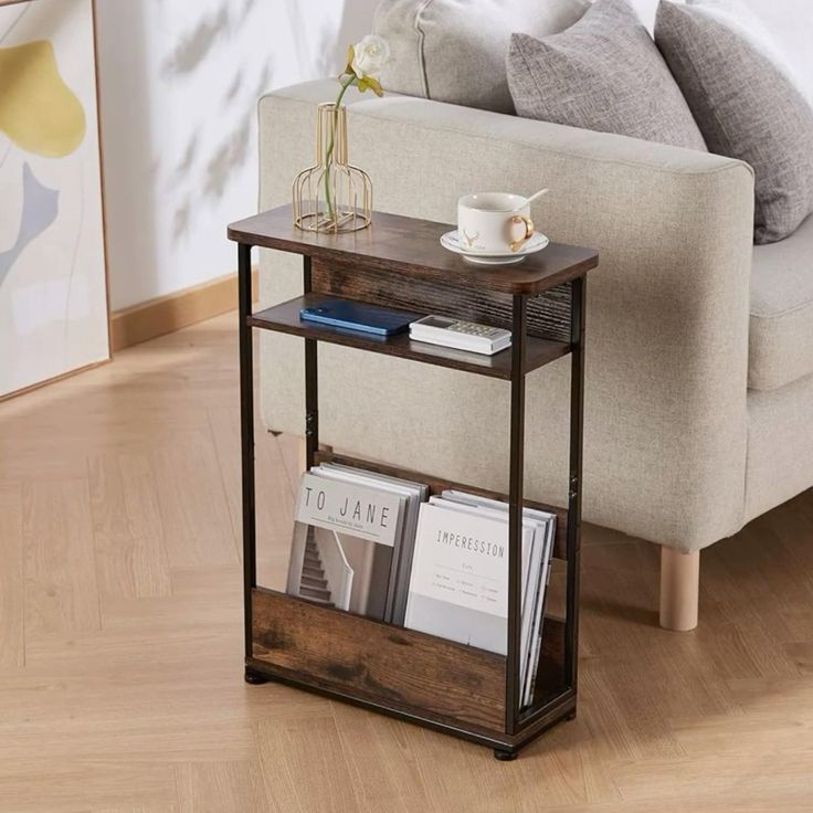 Adore Vintage Narrow Side Table with Storage Shelf