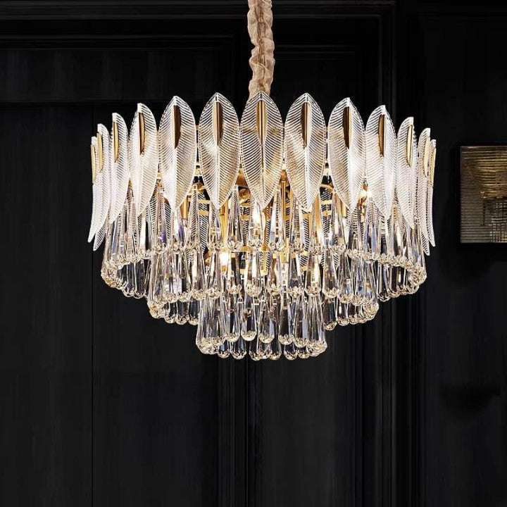 Adore Vintage Studded Crystal leaf chandelier