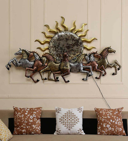Adore 7 Horse Metal Wall Art lucky vastu running horses - Adore & Décor