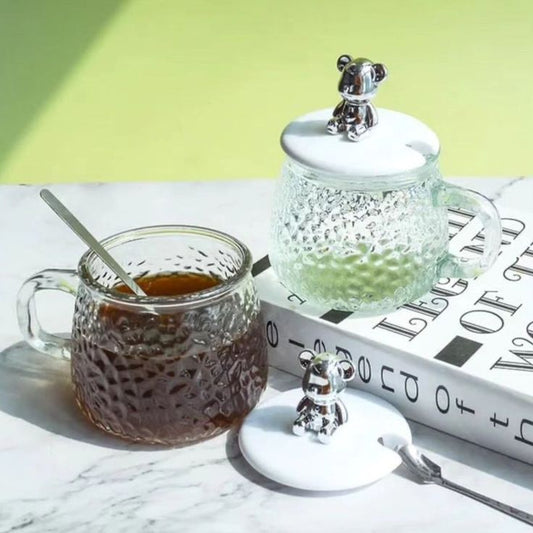 Adore Bear lid flask with straw [set of 2] - Adore & Décor