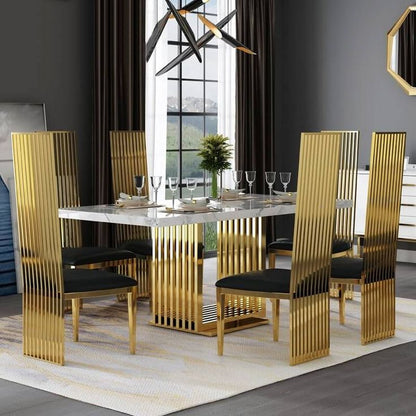 Adore Black Hansika Dining Table Set with Six Chairs - Adore & Décor