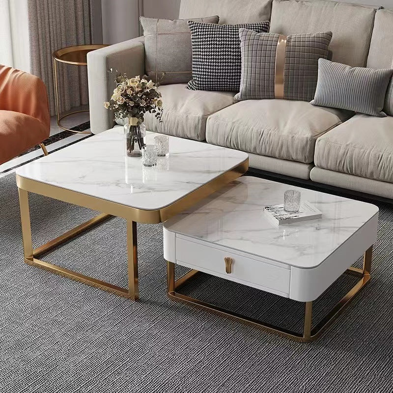 Adore Center Table with Storage Drawer and PVD Metal Frame - Adore & Décor