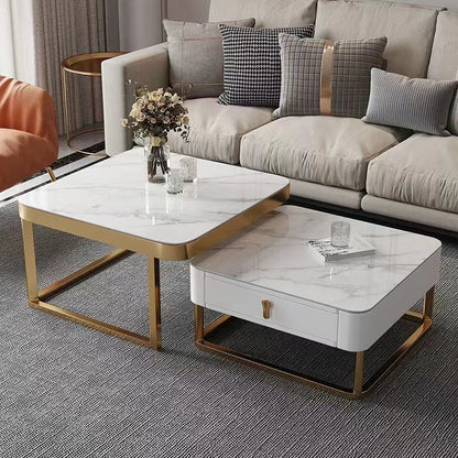 Adore Center Table with Storage Drawer and PVD Metal Frame - Adore & Décor