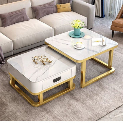 Adore Center Table with Storage Drawer and PVD Metal Frame - Adore & Décor