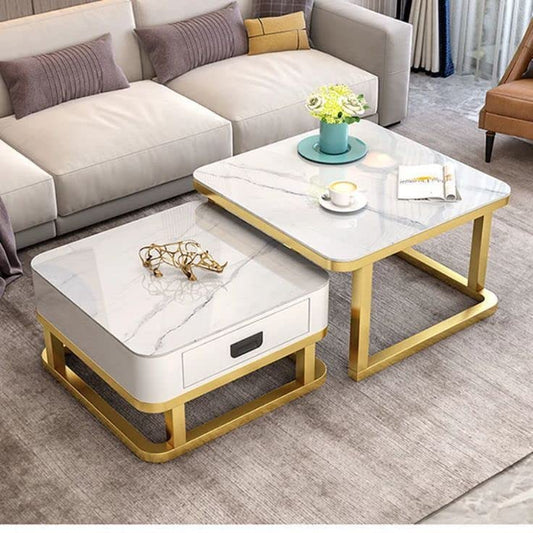 Adore Center Table with Storage Drawer and PVD Metal Frame - Adore & Décor
