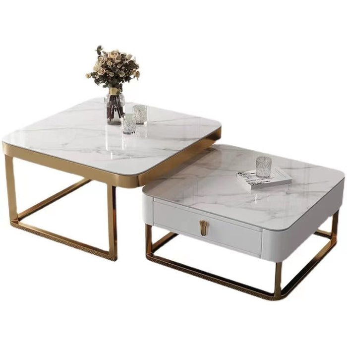 Adore Center Table with Storage Drawer and PVD Metal Frame - Adore & Décor